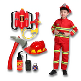 Kids Firefighter Costume — Children’s Fireman Uniform Role-Play Jacket, Helmet & Tools (Ages 3–8)